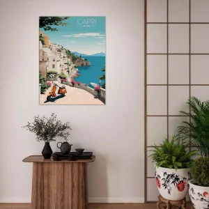 Cadre Évasion Vintage à Capri, Perle d’Italie capri style affiche rétro