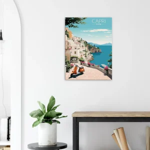 Cadre Évasion Vintage à Capri, Perle d’Italie capri style affiche rétro