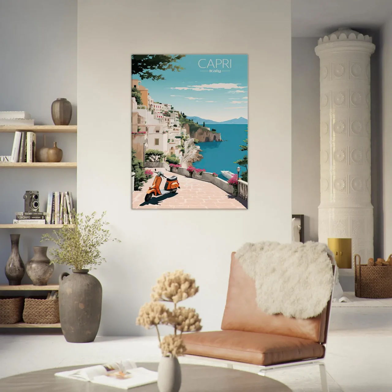 Cadre Évasion Vintage à Capri, Perle d’Italie capri style affiche rétro