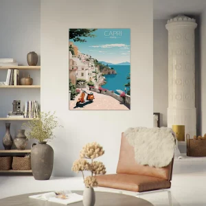 Cadre Évasion Vintage à Capri, Perle d’Italie capri style affiche rétro