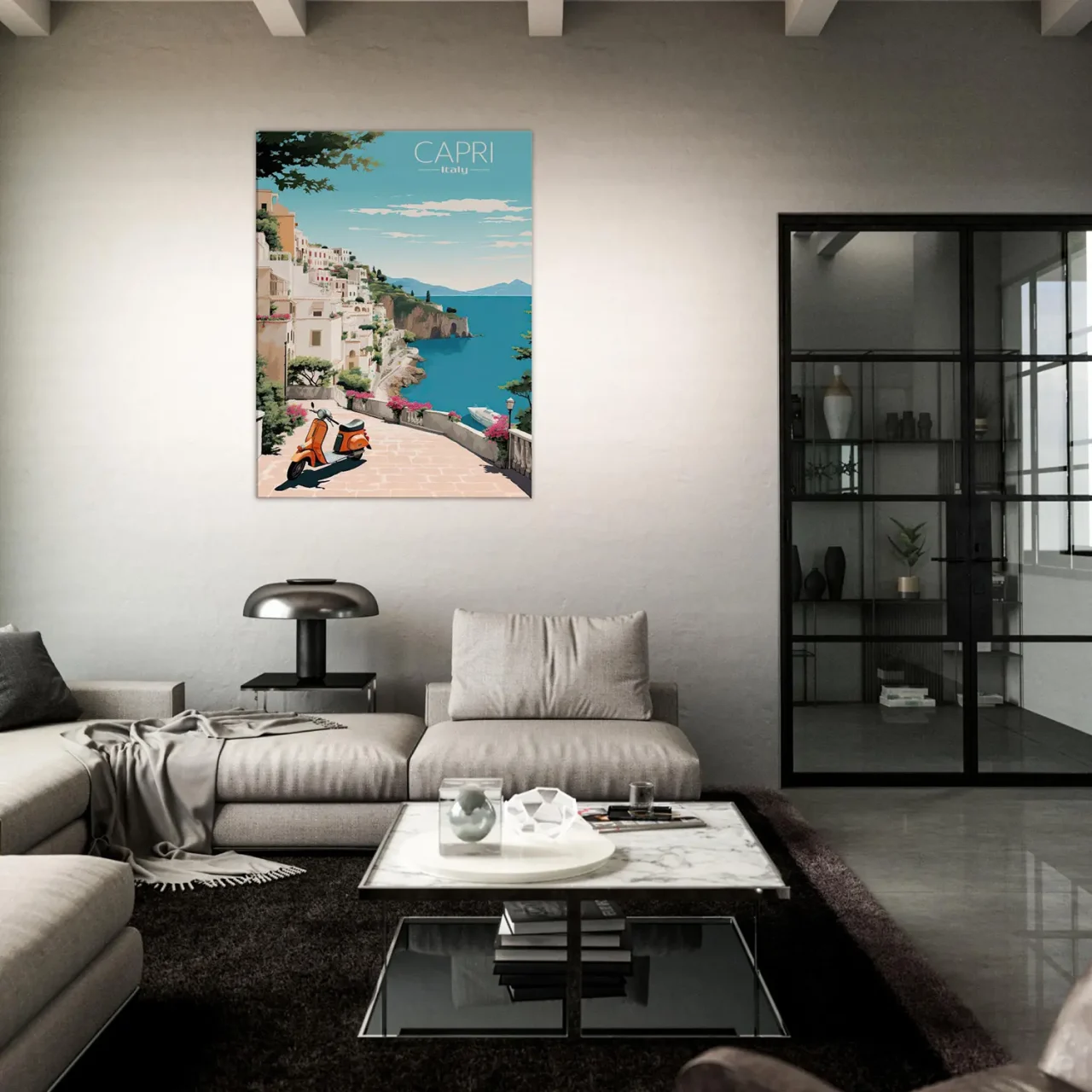 Cadre Évasion Vintage à Capri, Perle d’Italie capri style affiche rétro