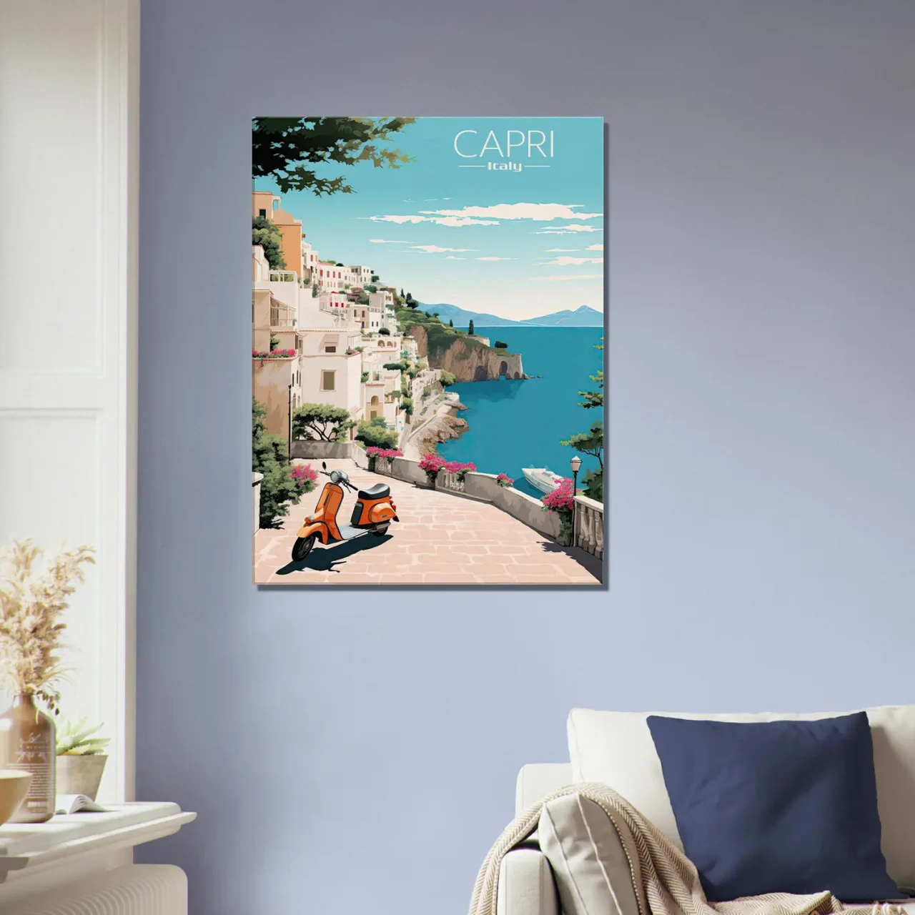Cadre Évasion Vintage à Capri, Perle d’Italie capri style affiche rétro