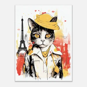 charme parisien à travers les yeux d’un chat artiste