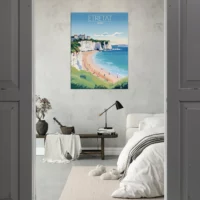 Tableau Falaises d’Étretat: Joyau de la Côte Normande etretat style affiche vintage