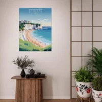 Tableau Falaises d’Étretat: Joyau de la Côte Normande etretat style affiche vintage