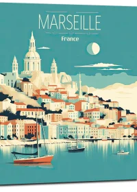 Cadre Marseille style affiche rétro bleu marseille style affiche rétro bleu