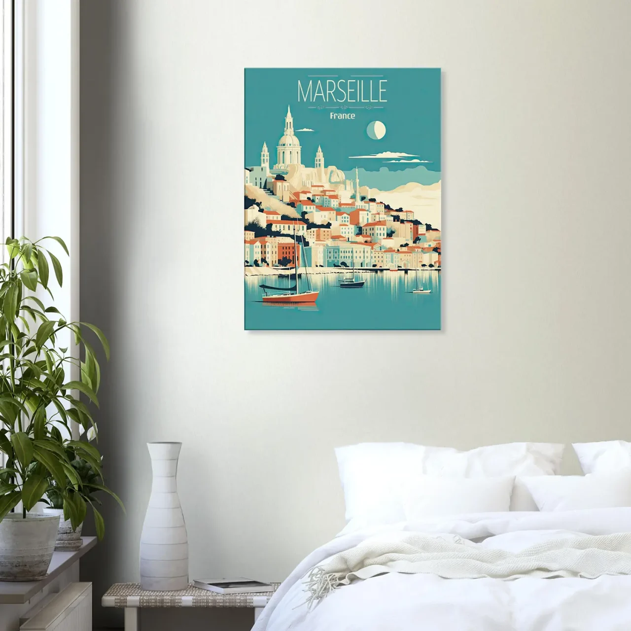 marseille style affiche rétro bleu