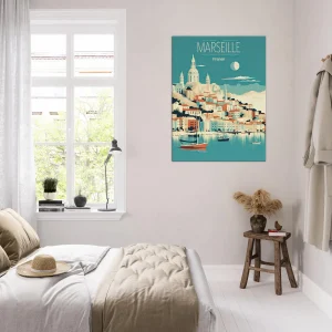 marseille style affiche rétro bleu