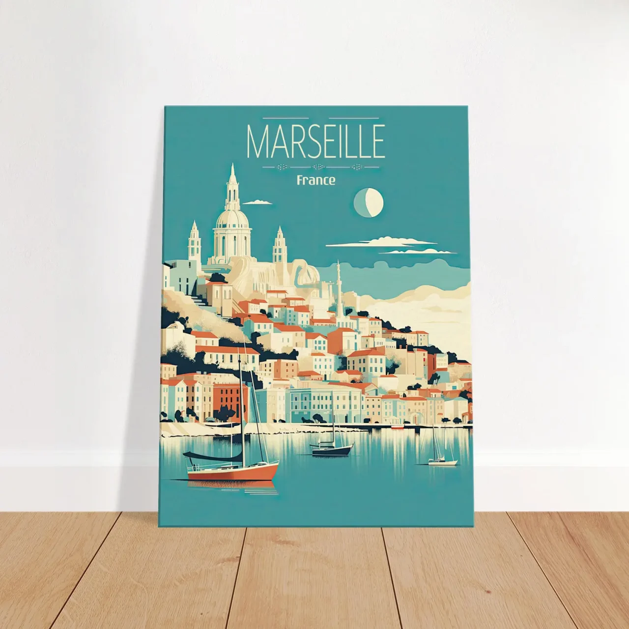 marseille style affiche rétro bleu