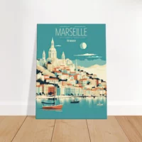 marseille style affiche rétro bleu