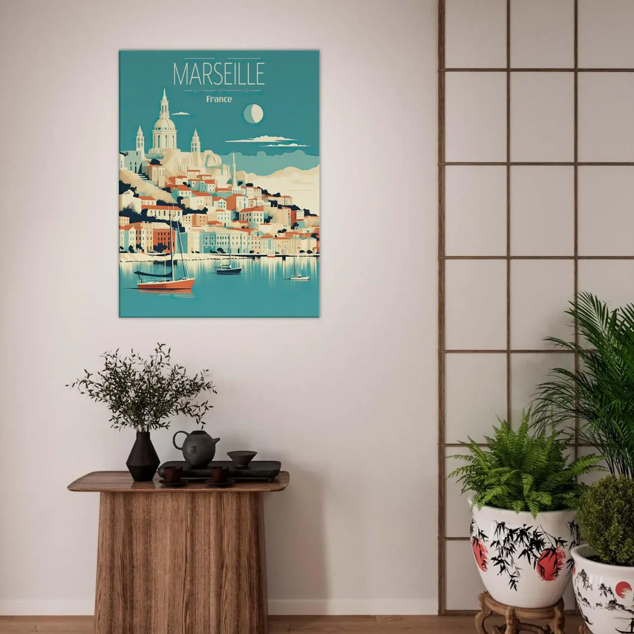 marseille style affiche rétro bleu
