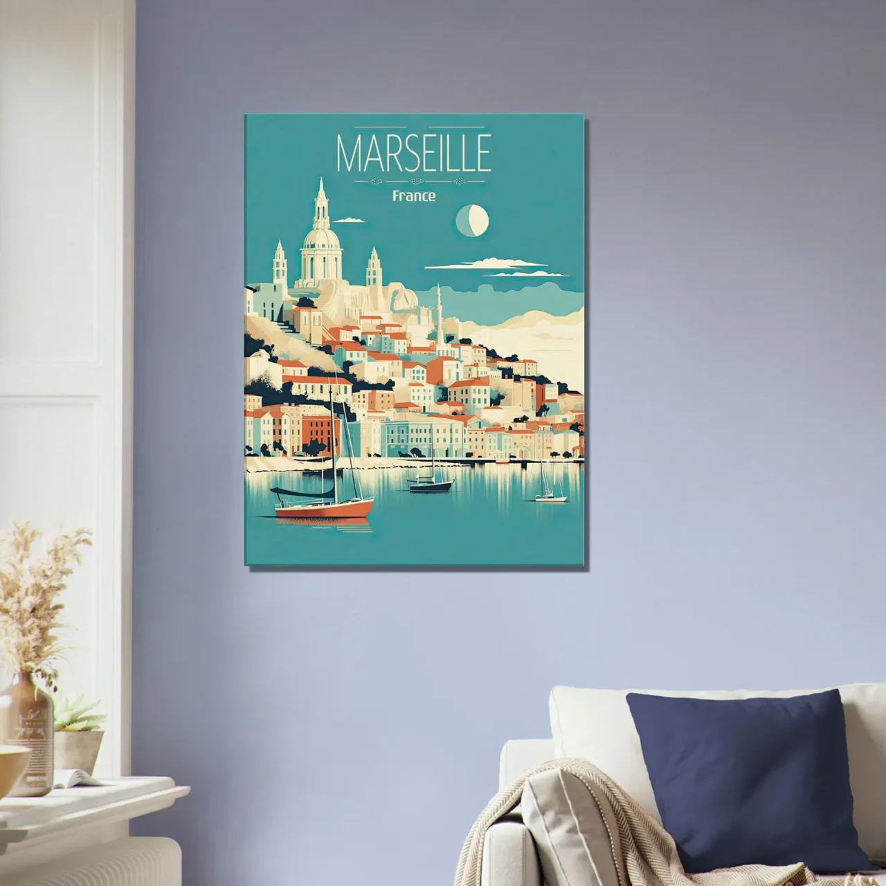 marseille style affiche rétro bleu