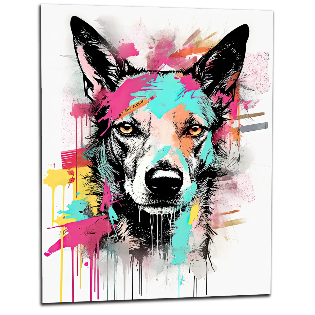 portrait canin art moderne couleurs néon