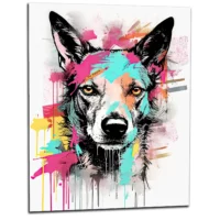 Cadre Portrait Canin art moderne couleurs néon portrait canin art moderne couleurs néon