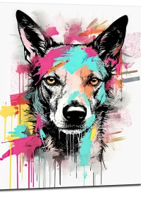 Cadre Portrait Canin art moderne couleurs néon portrait canin art moderne couleurs néon