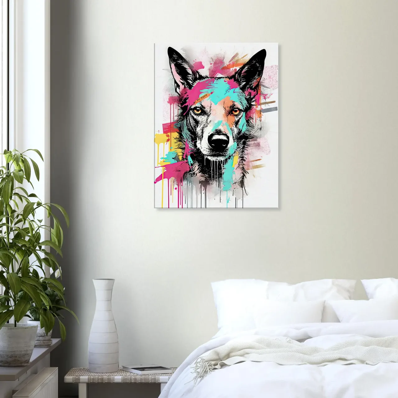 portrait canin art moderne couleurs néon