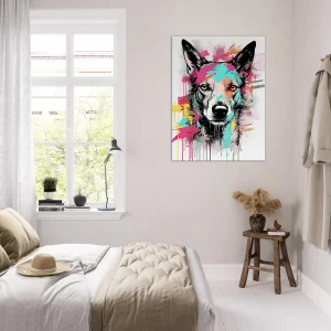 portrait canin art moderne couleurs néon