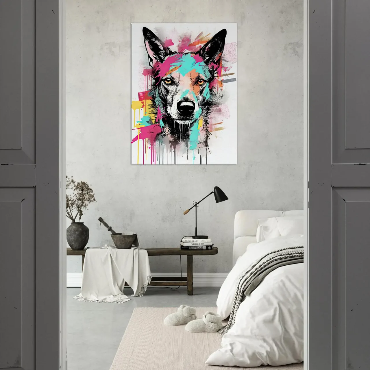 portrait canin art moderne couleurs néon