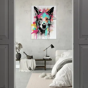 portrait canin art moderne couleurs néon