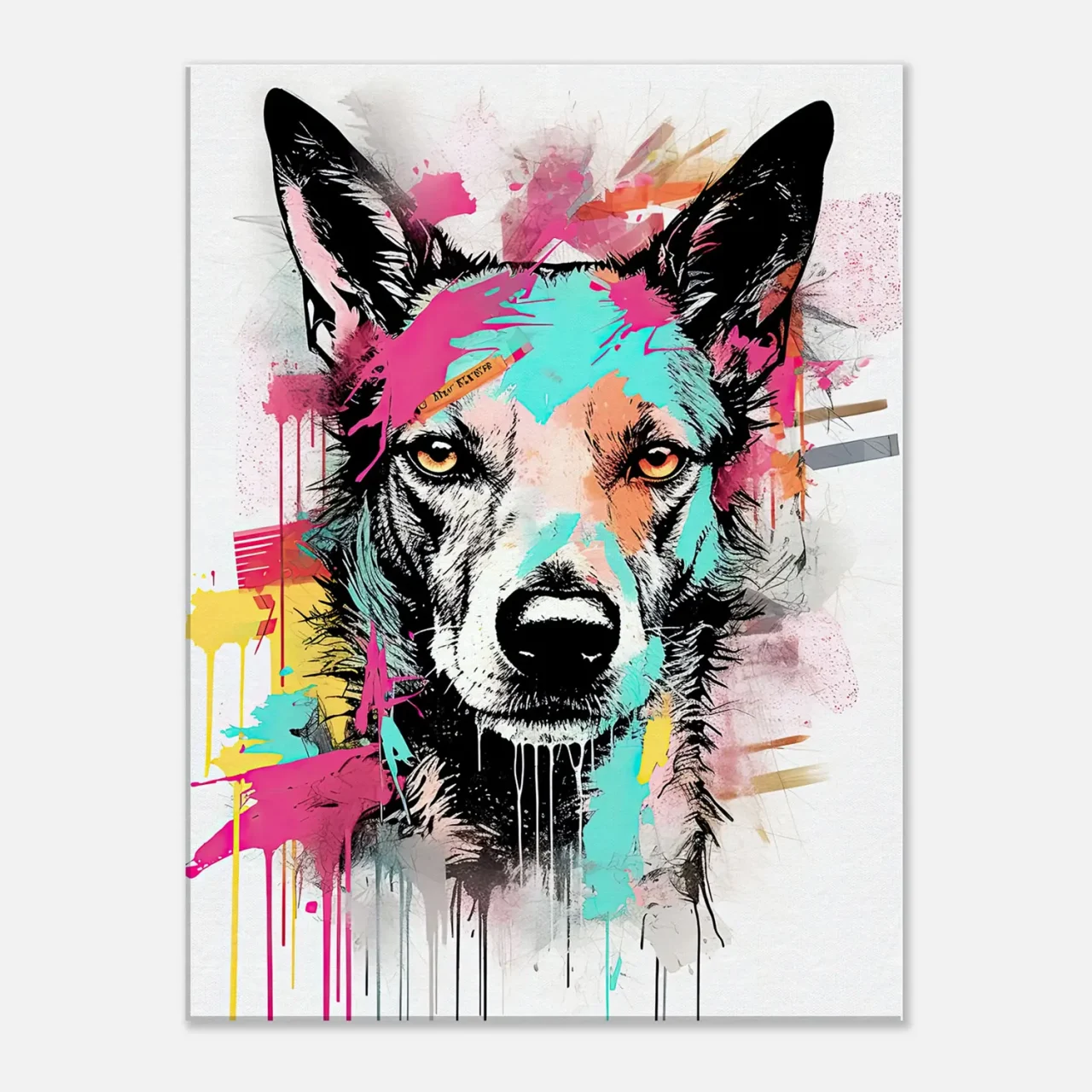 portrait canin art moderne couleurs néon