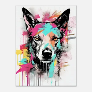 portrait canin art moderne couleurs néon