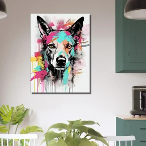 portrait canin art moderne couleurs néon