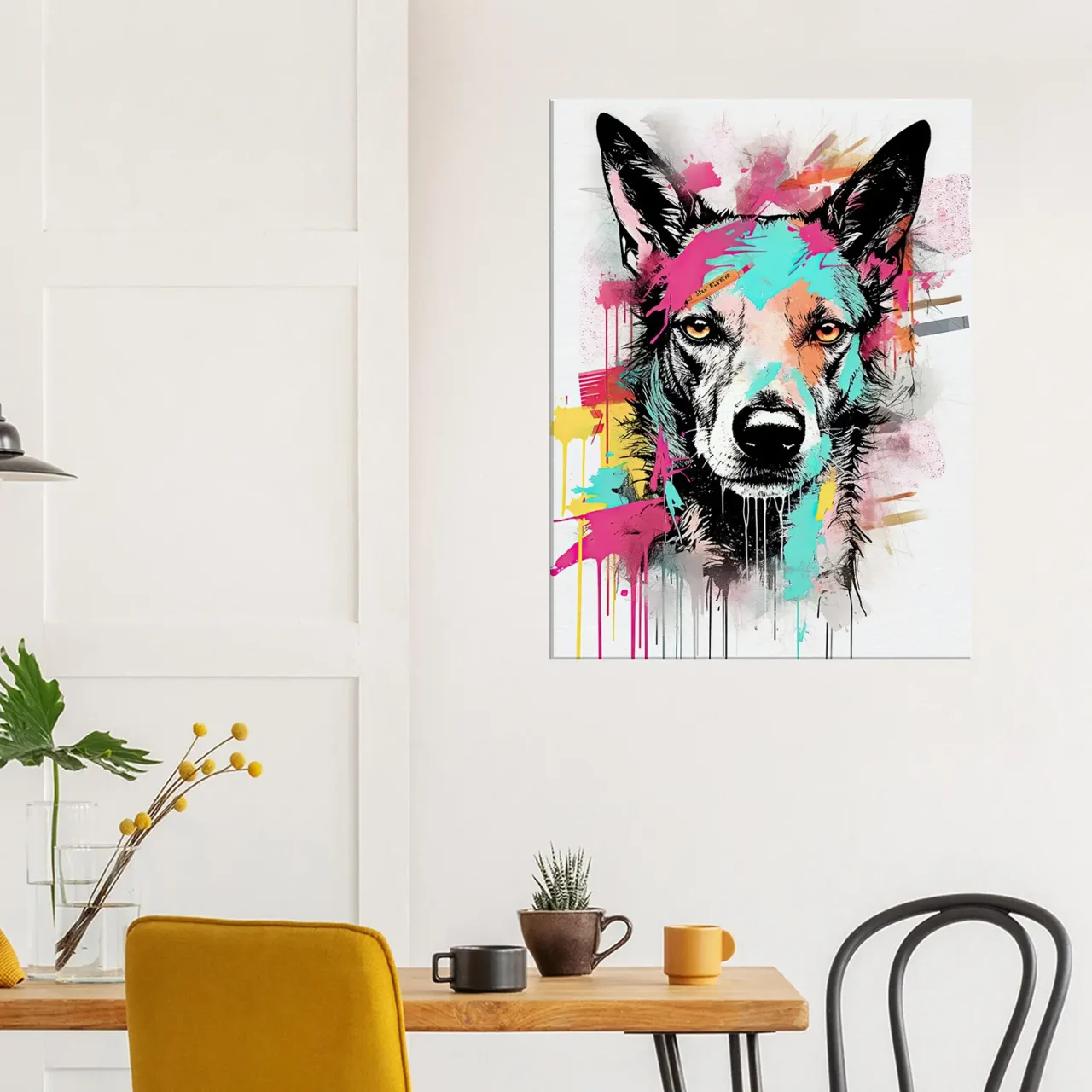 portrait canin art moderne couleurs néon