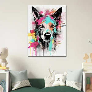 portrait canin art moderne couleurs néon