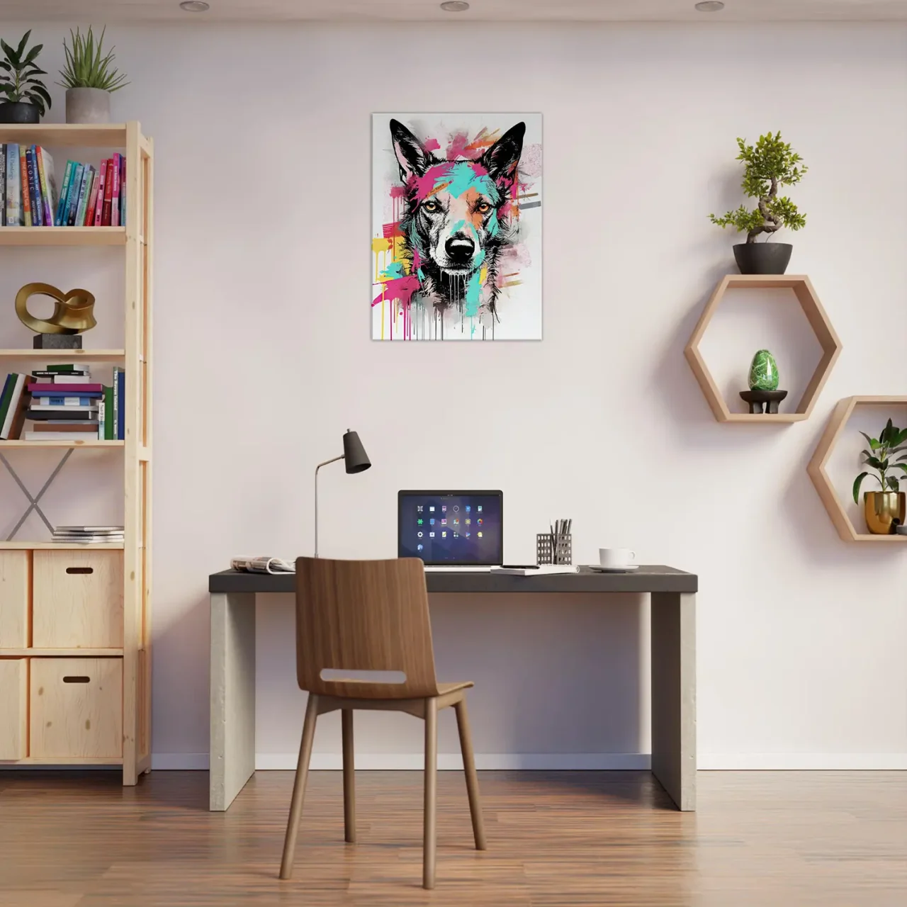 portrait canin art moderne couleurs néon