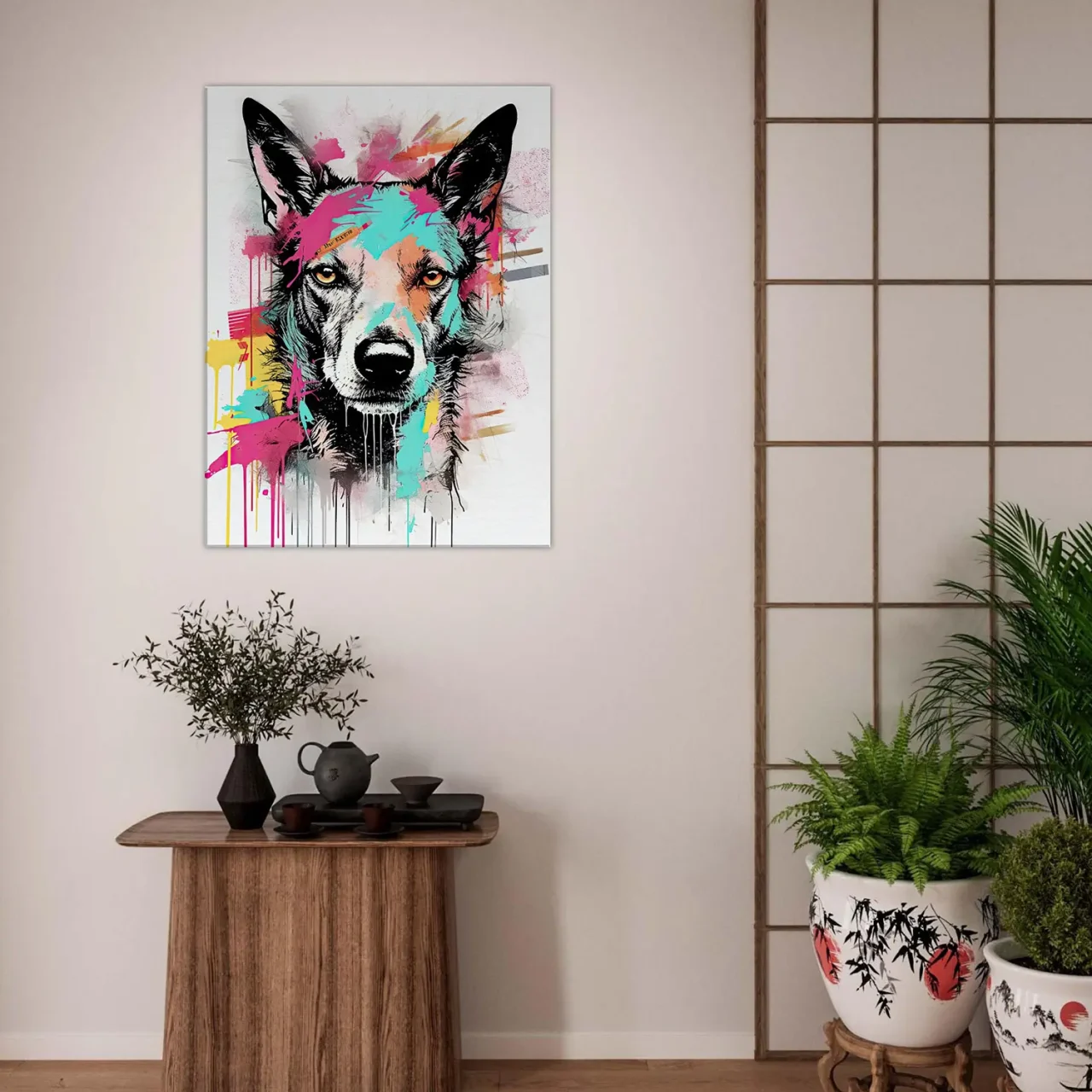 portrait canin art moderne couleurs néon