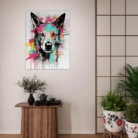 portrait canin art moderne couleurs néon