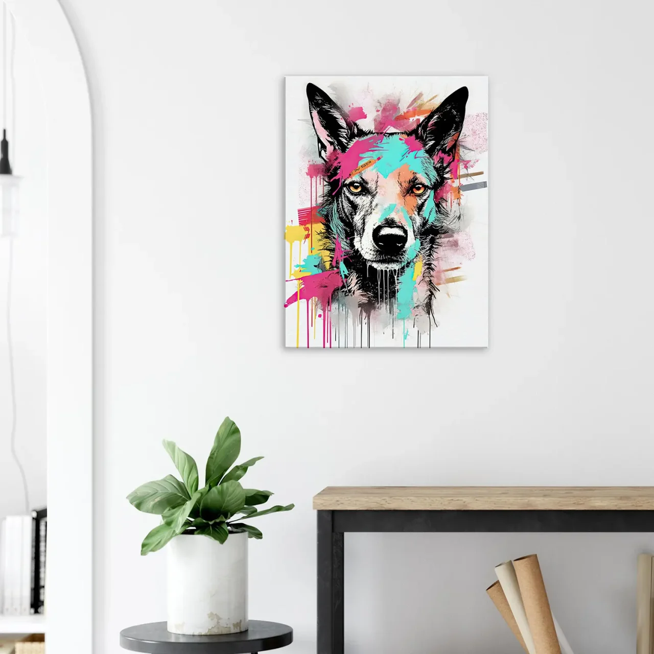 portrait canin art moderne couleurs néon