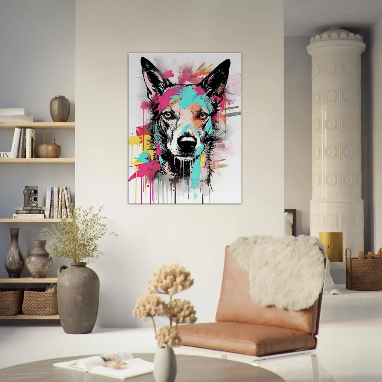 portrait canin art moderne couleurs néon