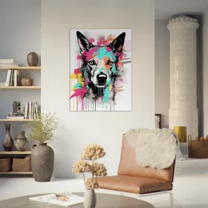 portrait canin art moderne couleurs néon