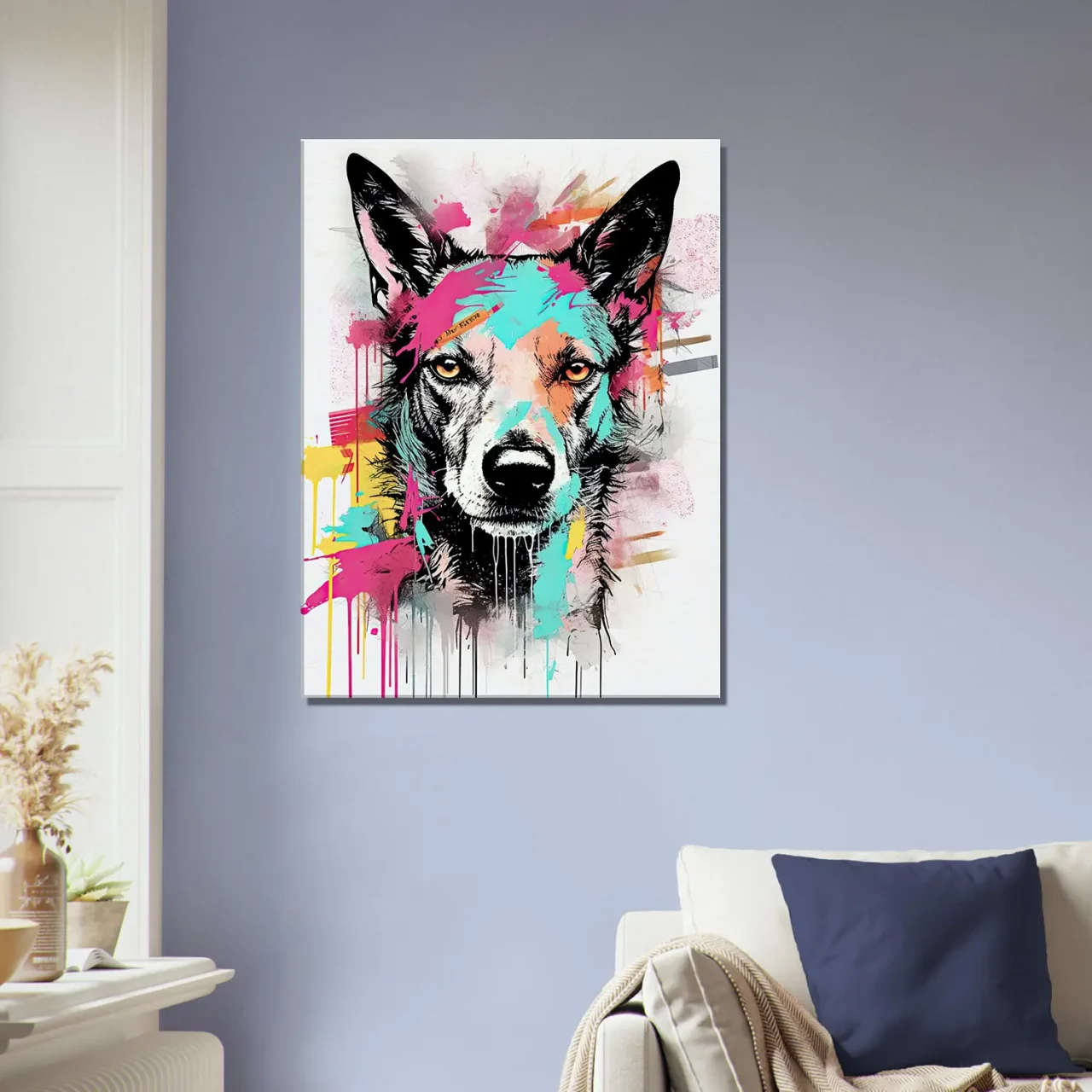 portrait canin art moderne couleurs néon