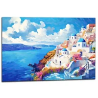 Tableau mural Santorin, l’horizon bleu de Grèce santorin, l'horizon bleu de grèce