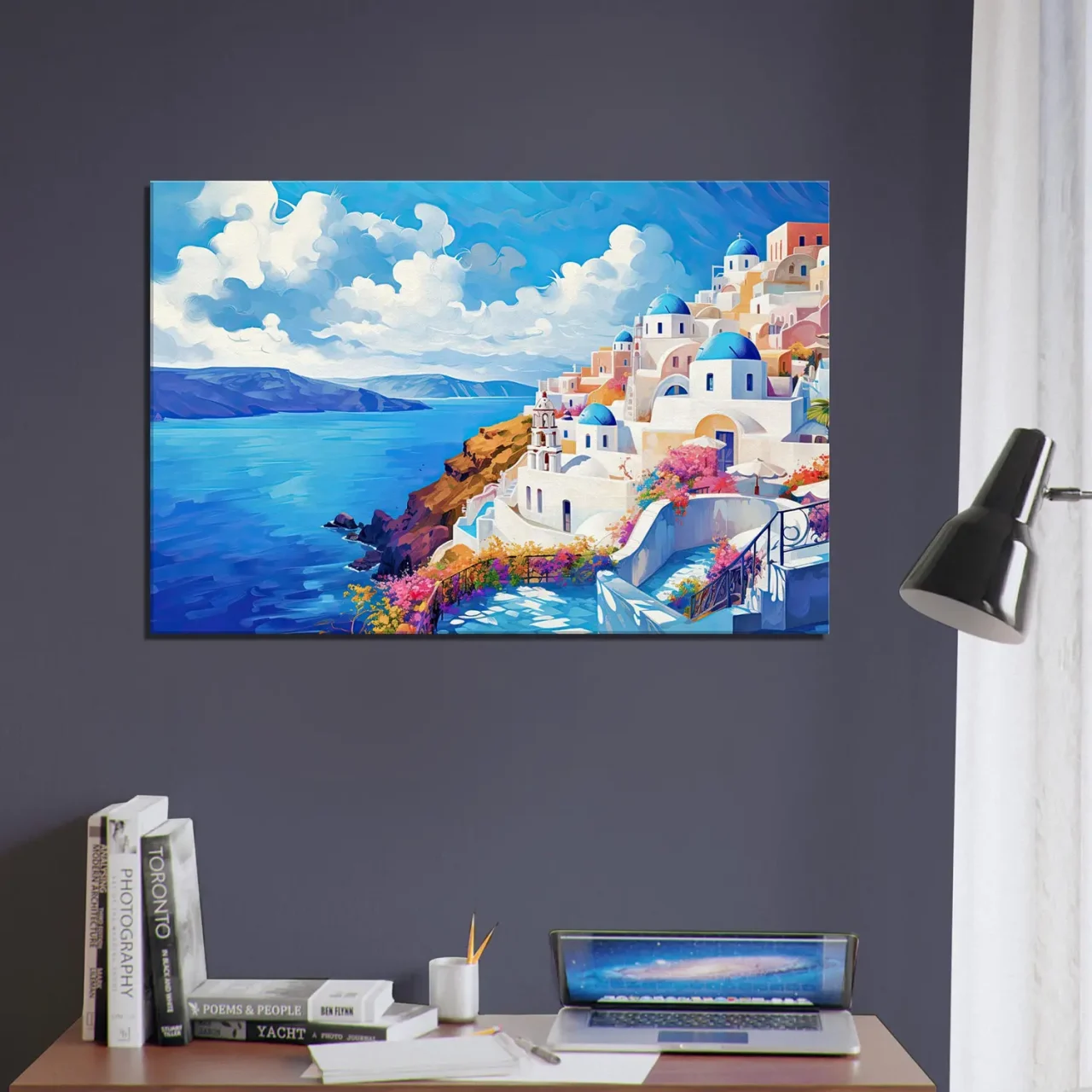 Tableau mural Santorin, l’horizon bleu de Grèce santorin, l'horizon bleu de grèce