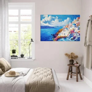 Tableau mural Santorin, l’horizon bleu de Grèce santorin, l'horizon bleu de grèce