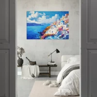 Tableau mural Santorin, l’horizon bleu de Grèce santorin, l'horizon bleu de grèce