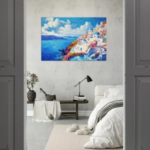 Tableau mural Santorin, l’horizon bleu de Grèce santorin, l'horizon bleu de grèce