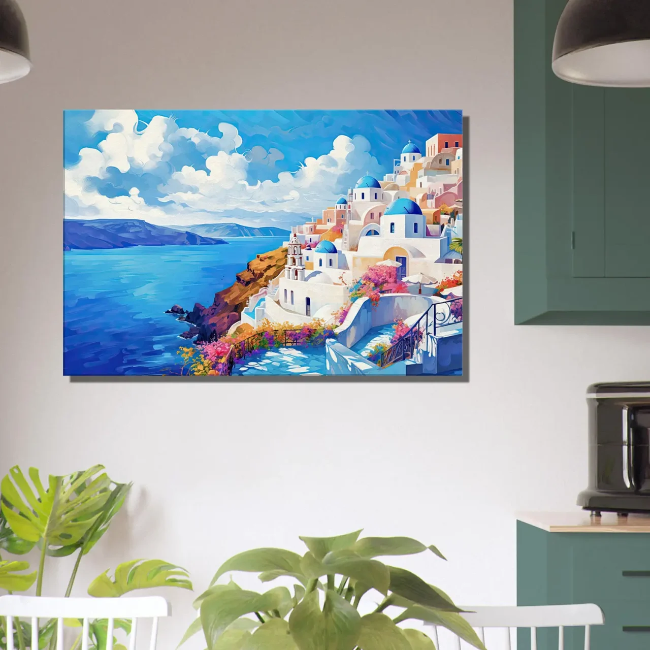 Tableau mural Santorin, l’horizon bleu de Grèce santorin, l'horizon bleu de grèce