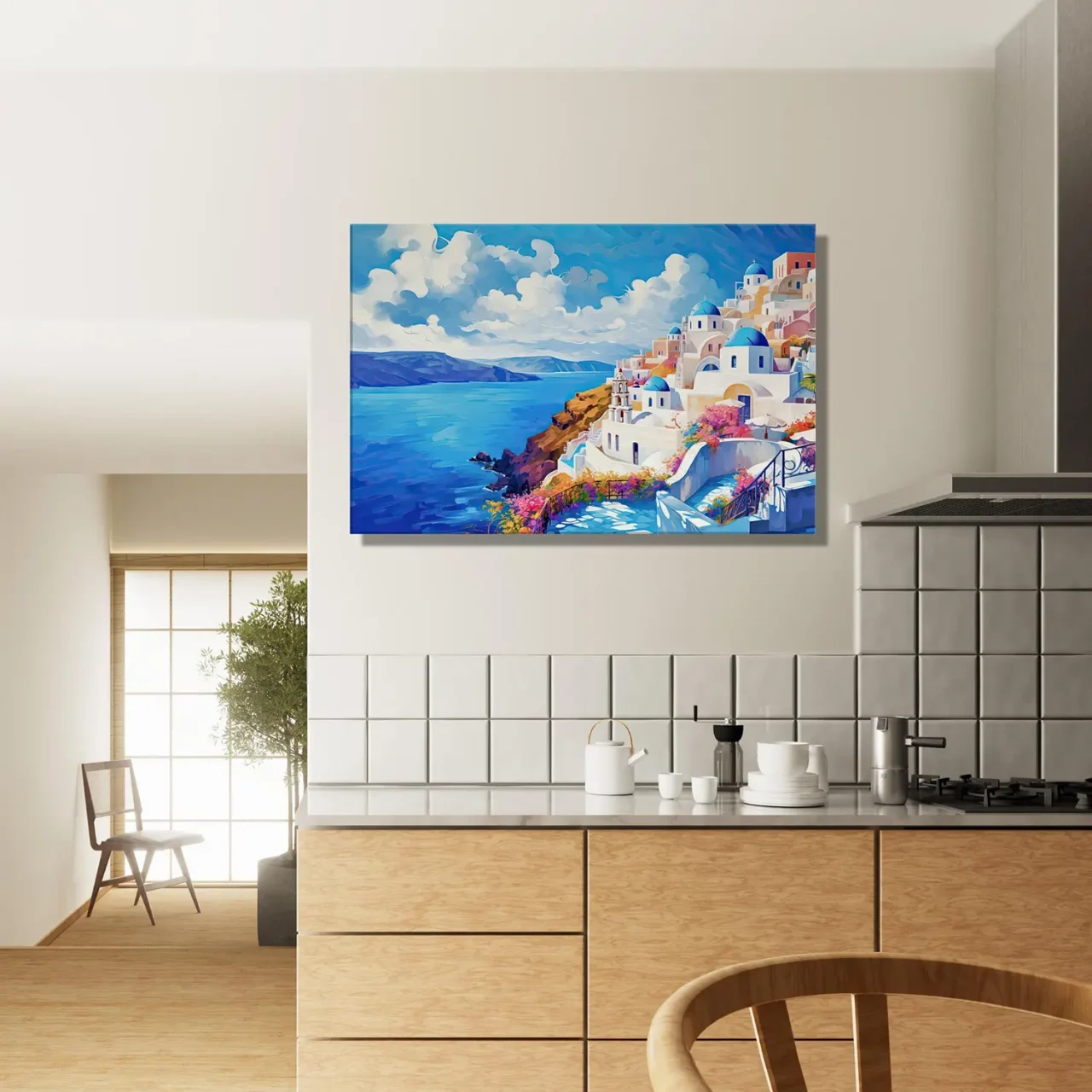 Tableau mural Santorin, l’horizon bleu de Grèce santorin, l'horizon bleu de grèce