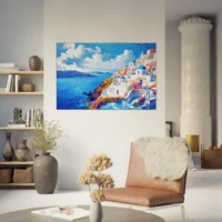 Tableau mural Santorin, l’horizon bleu de Grèce santorin, l'horizon bleu de grèce