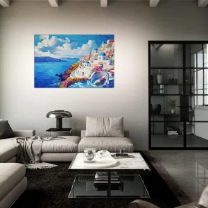 Tableau mural Santorin, l’horizon bleu de Grèce santorin, l'horizon bleu de grèce