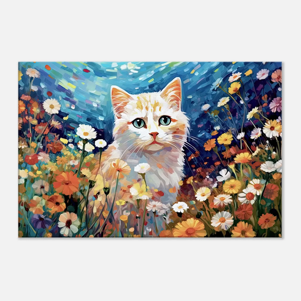 chat blanc et fleurs sauvages par gustav klimt