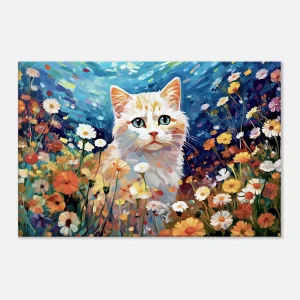 chat blanc et fleurs sauvages par gustav klimt