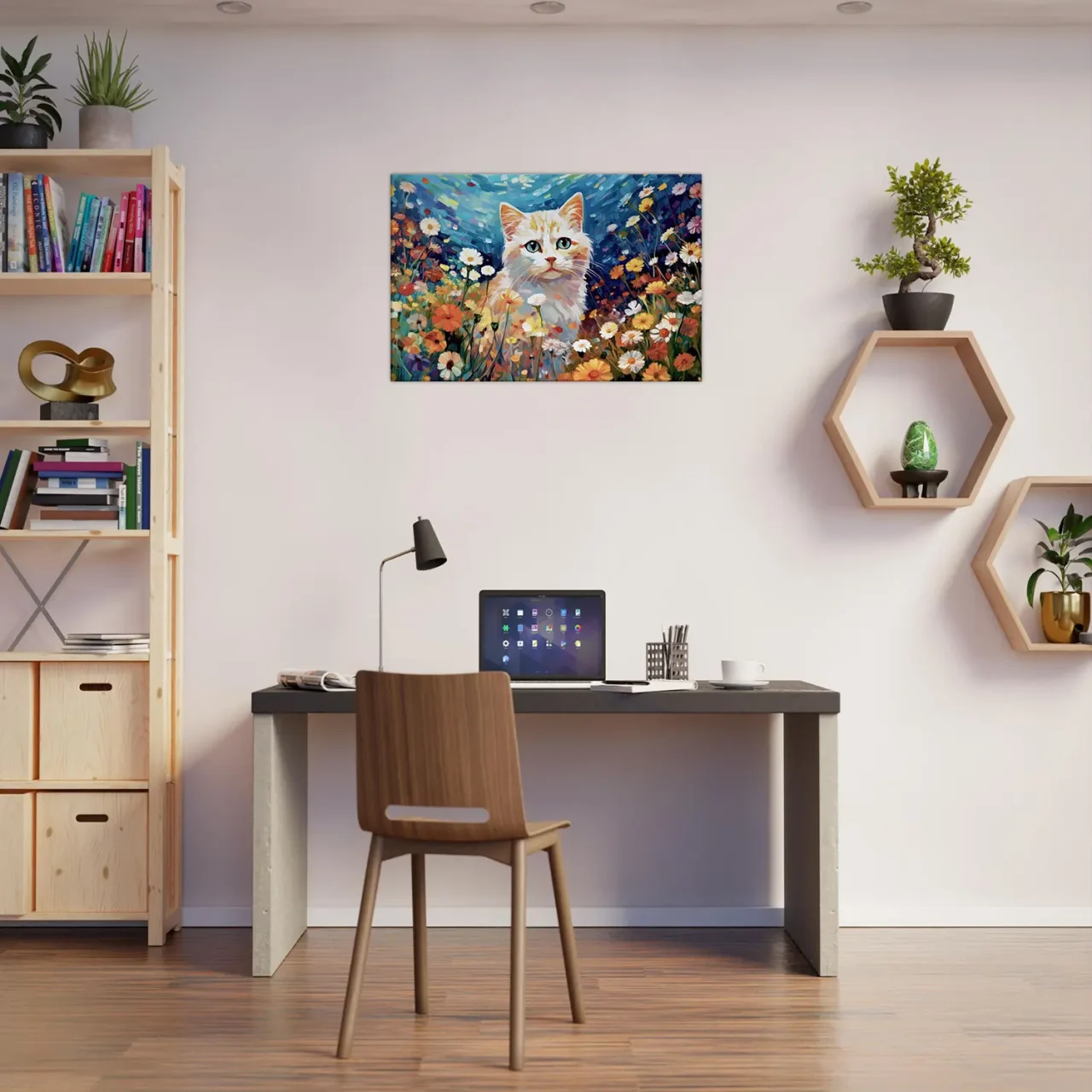 chat blanc et fleurs sauvages par gustav klimt