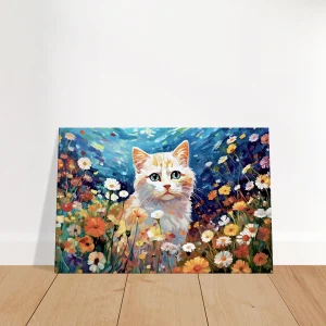 chat blanc et fleurs sauvages par gustav klimt