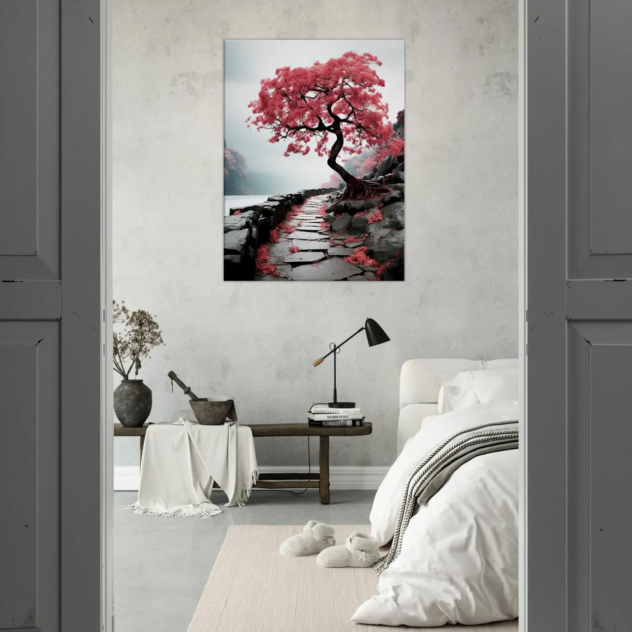 chemin zen bichrome et cerisier