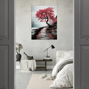 chemin zen bichrome et cerisier